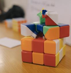 Rubik's cube on desk